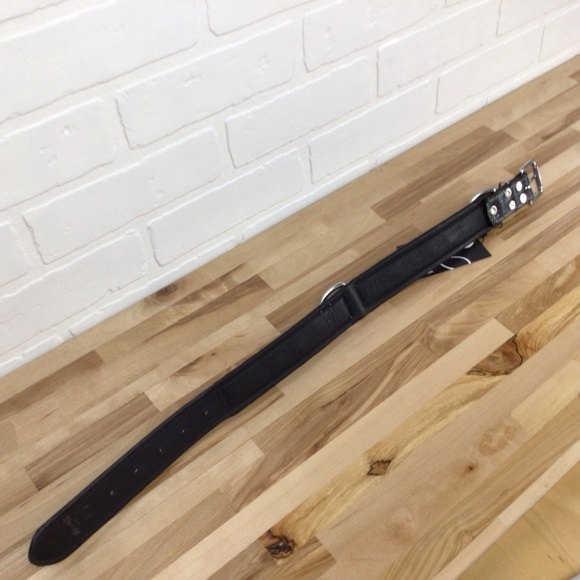 Mad Cow genuine leather Punk Rock dog collar handmade black dark silver studs - Picture 12 of 16